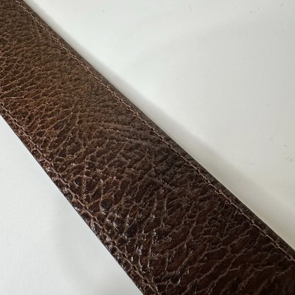 Wrangler‎ Brown Pebbled Leather Belt Mens Sz 34/35 Matte Black Buckle 1.25